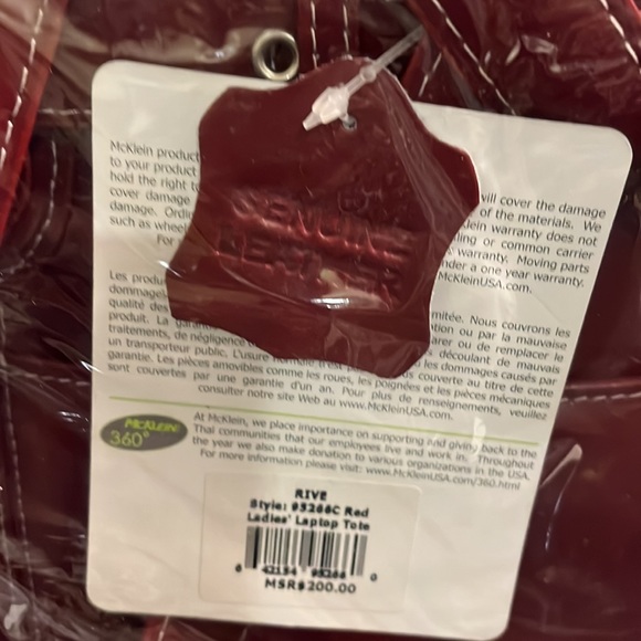 McKlein Red Leather Bag - New with Tags - Picture 5 of 16